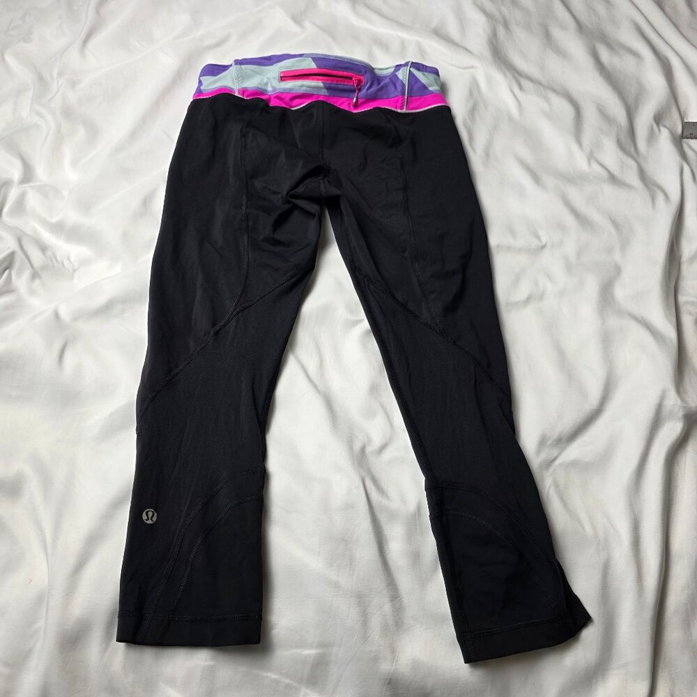 Lululemon Multicolor Waistband Black Leggings